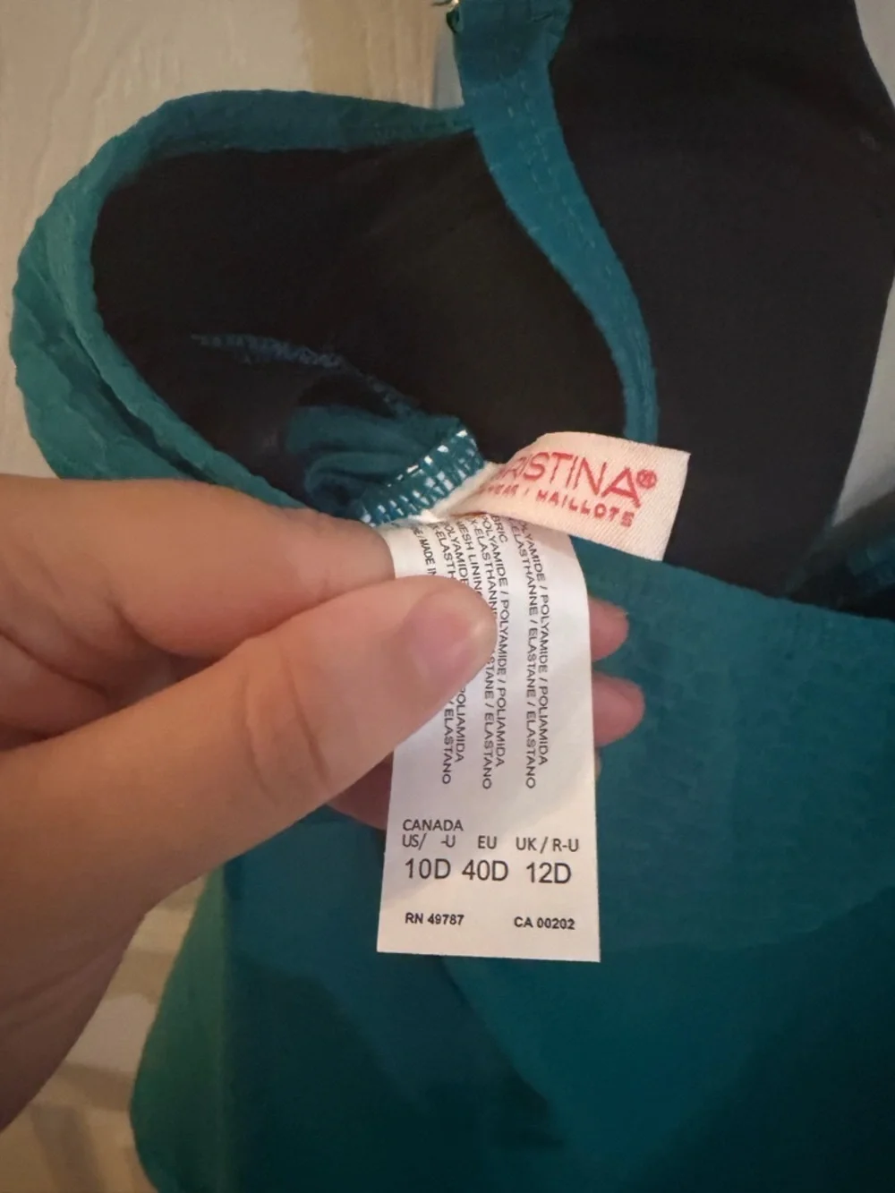 Christina Swim Deep Sea Teal Textured V-Neck Tankini Top - 10D